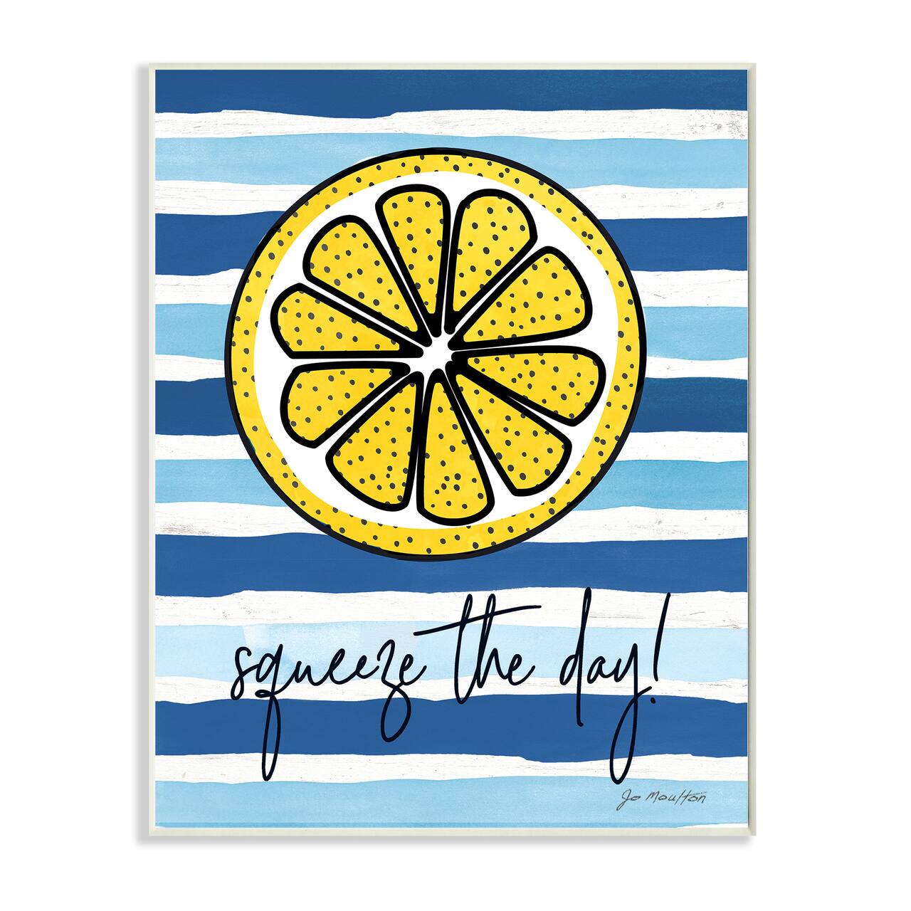 Stupell Industries Squeeze The Day Expression Lemon Nautical Stripes Wall Plaque